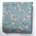 Innenfutter in Salbeigrün mit zartem Blumenmuster in Rosa und Blau für Walkjacken