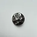 Runder Metallknopf in Altsilber mit floralem Edelweiß-Muster für traditionelle Trachtenjacken